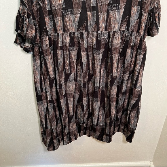 Good Luck Gem Fit & Flare Dress Black Brown Geometric - Picture 8 of 9